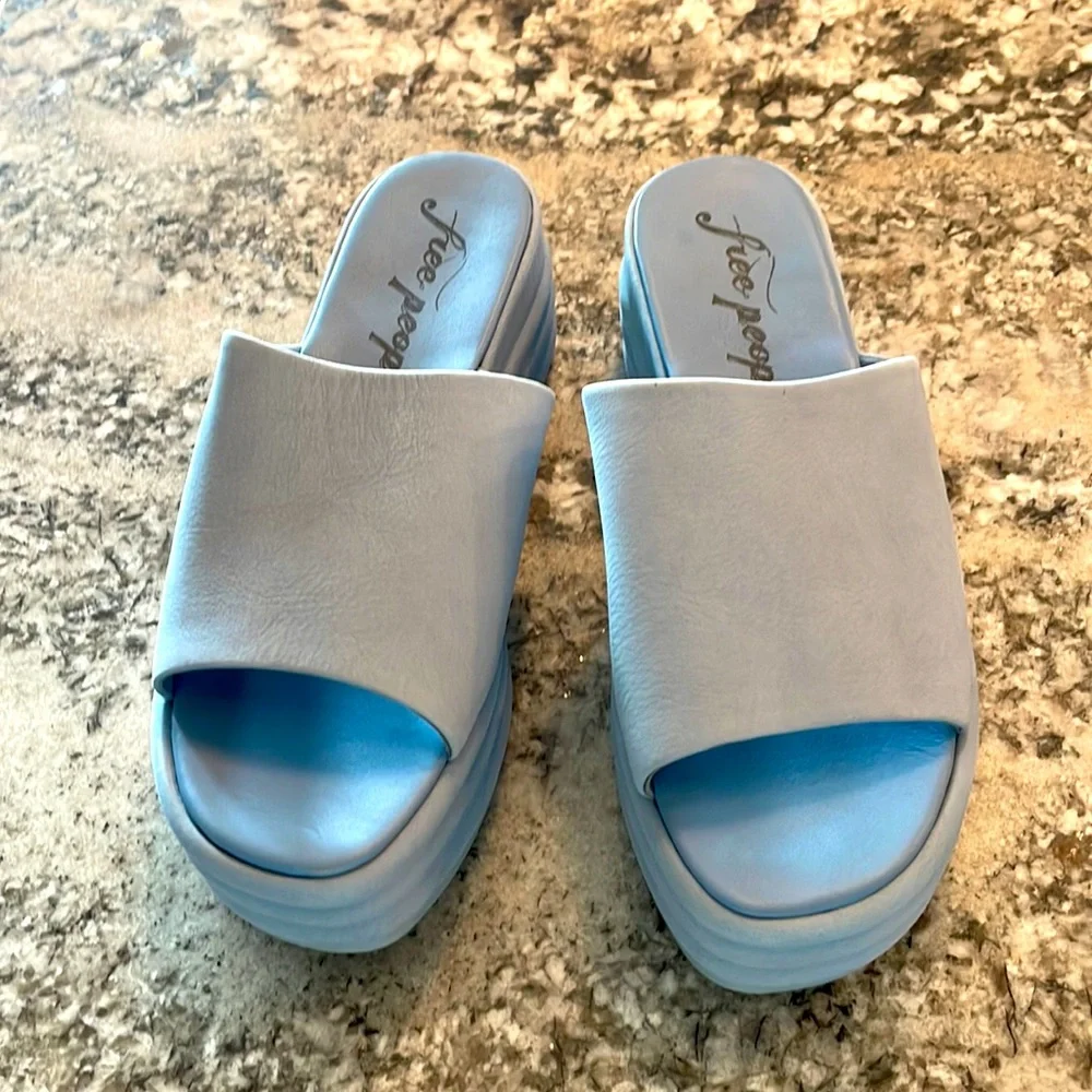 Free People Harbor Platform Sandal Indigo Blue EU 38 US 8 - Picture 3 of 9